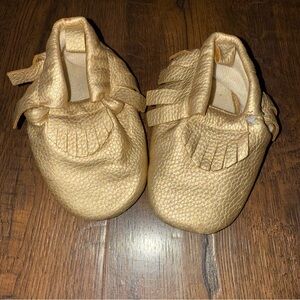 Baby Esprit Gold Fringe Moccasins 9-12 Months Soft Sole Boho Baby Shoes